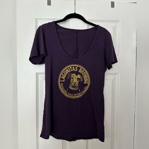 Lagunitas Brewing Company V- Neck- Purple and Gold